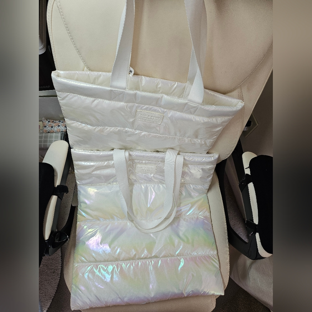 Bath & Body Works Pearlescent White Tote Bags